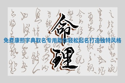 🥈 免费 🛺 康熙字典取名专用助你轻松起名打造独特风格
